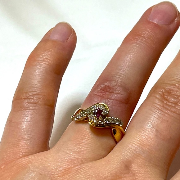 Ruby & Diamond Bypass Ring - Picture 11 of 12